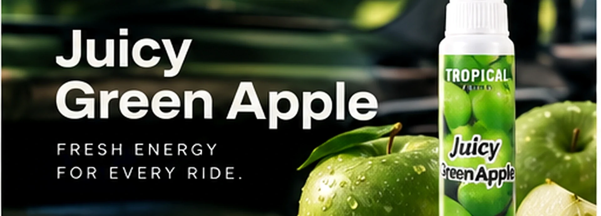Tropical Fresh Juicy Green Apple 60 ml autoparfum in een luxe auto